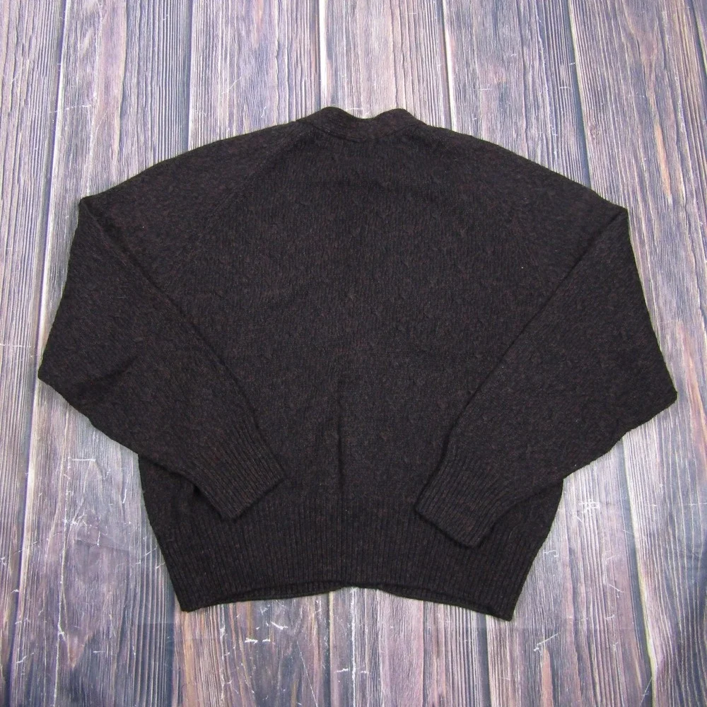 Designers Originals Studio Womens Medium Brown V Neck Button Cardigan Sweater